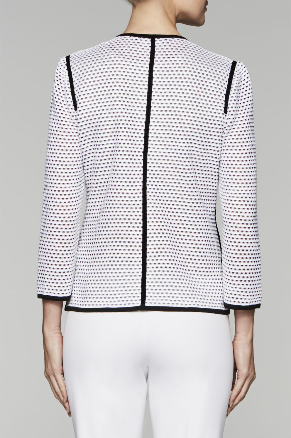 Zip-Front Block Pattern Jacket Color White/Black/Twig