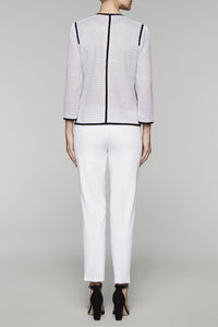 Zip-Front Block Pattern Jacket Color White/Black/Twig