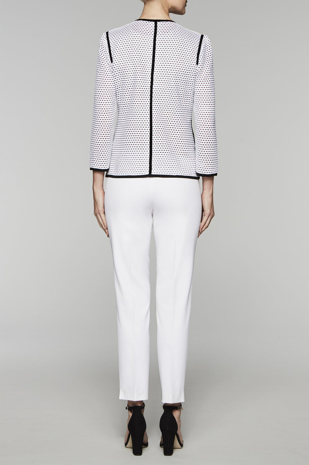 Zip-Front Block Pattern Jacket Color White/Black/Twig