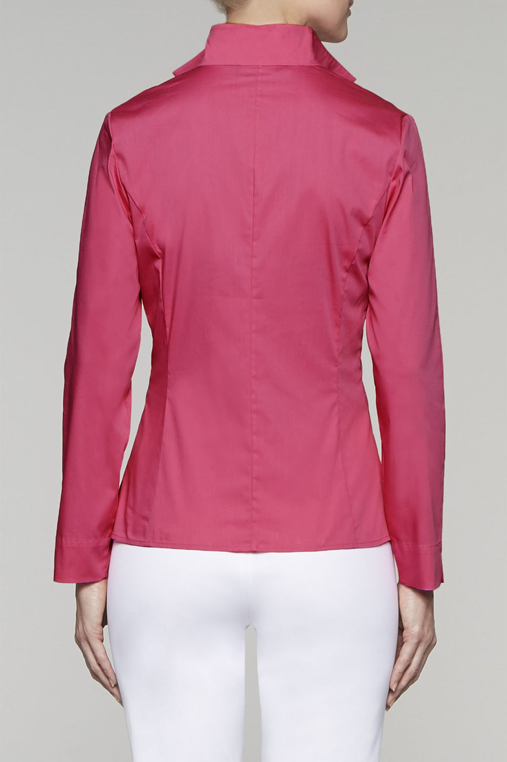 Zip-Front Tailored Fit Blouse Color Hibiscus