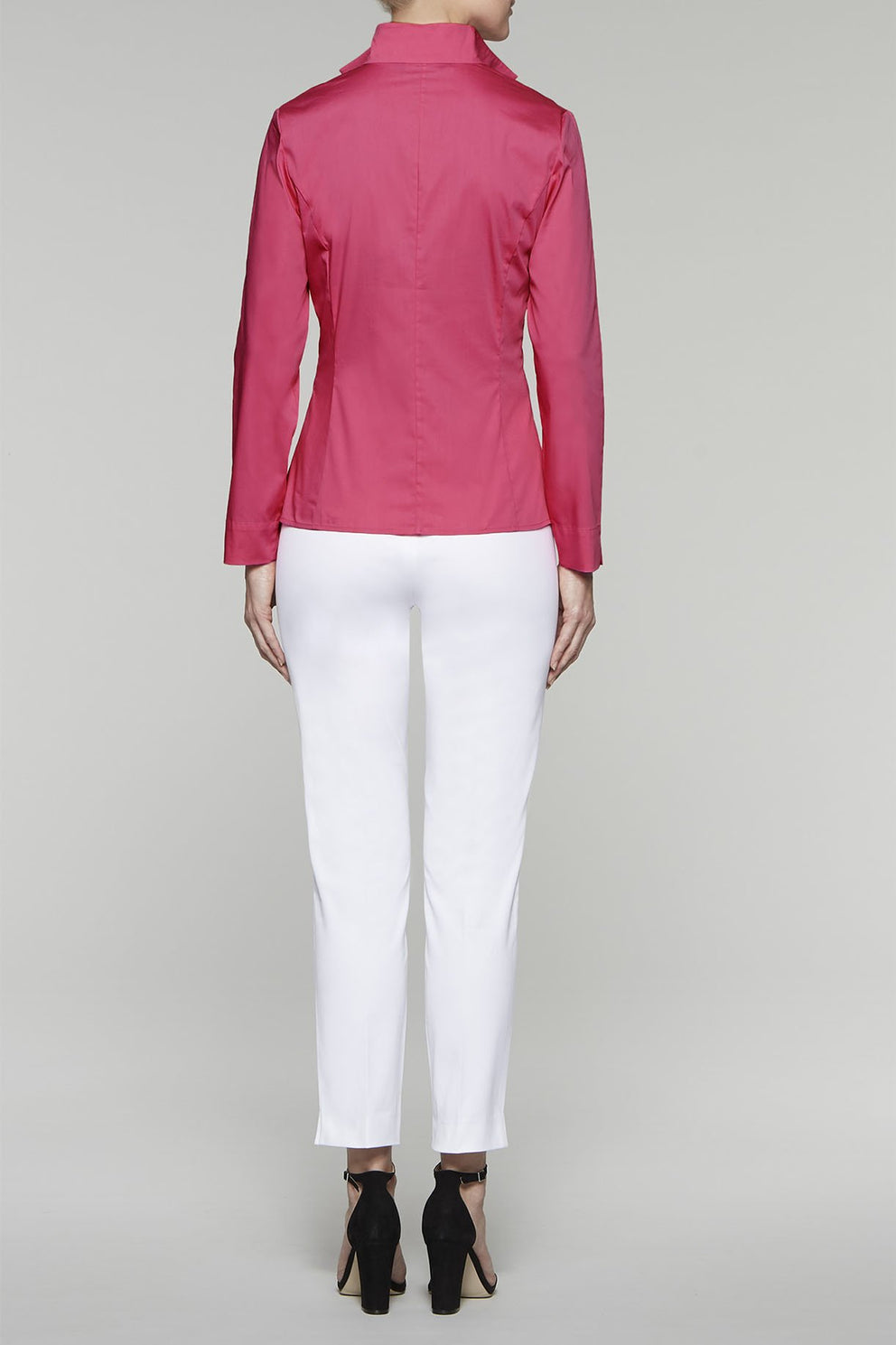 Zip-Front Tailored Fit Blouse Color Hibiscus