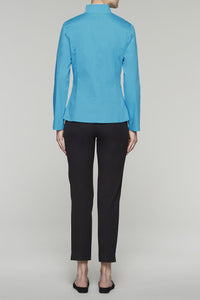 Zip-Front Tailored Fit Blouse Color Ultramarine