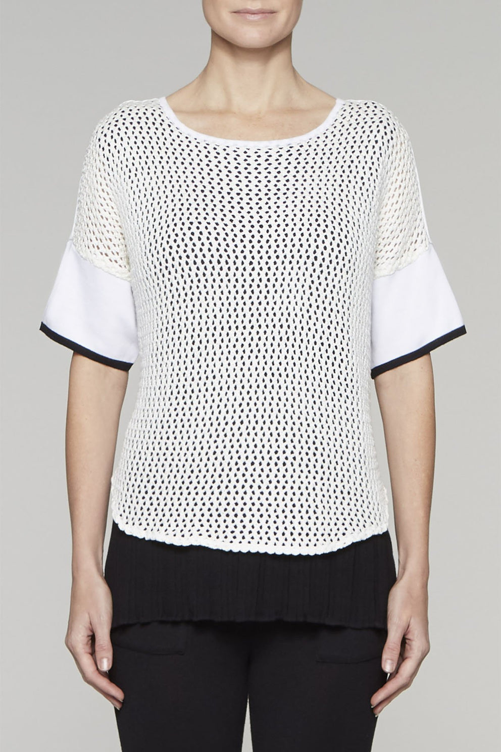 Lace Knit Layered Tunic Color White/Black