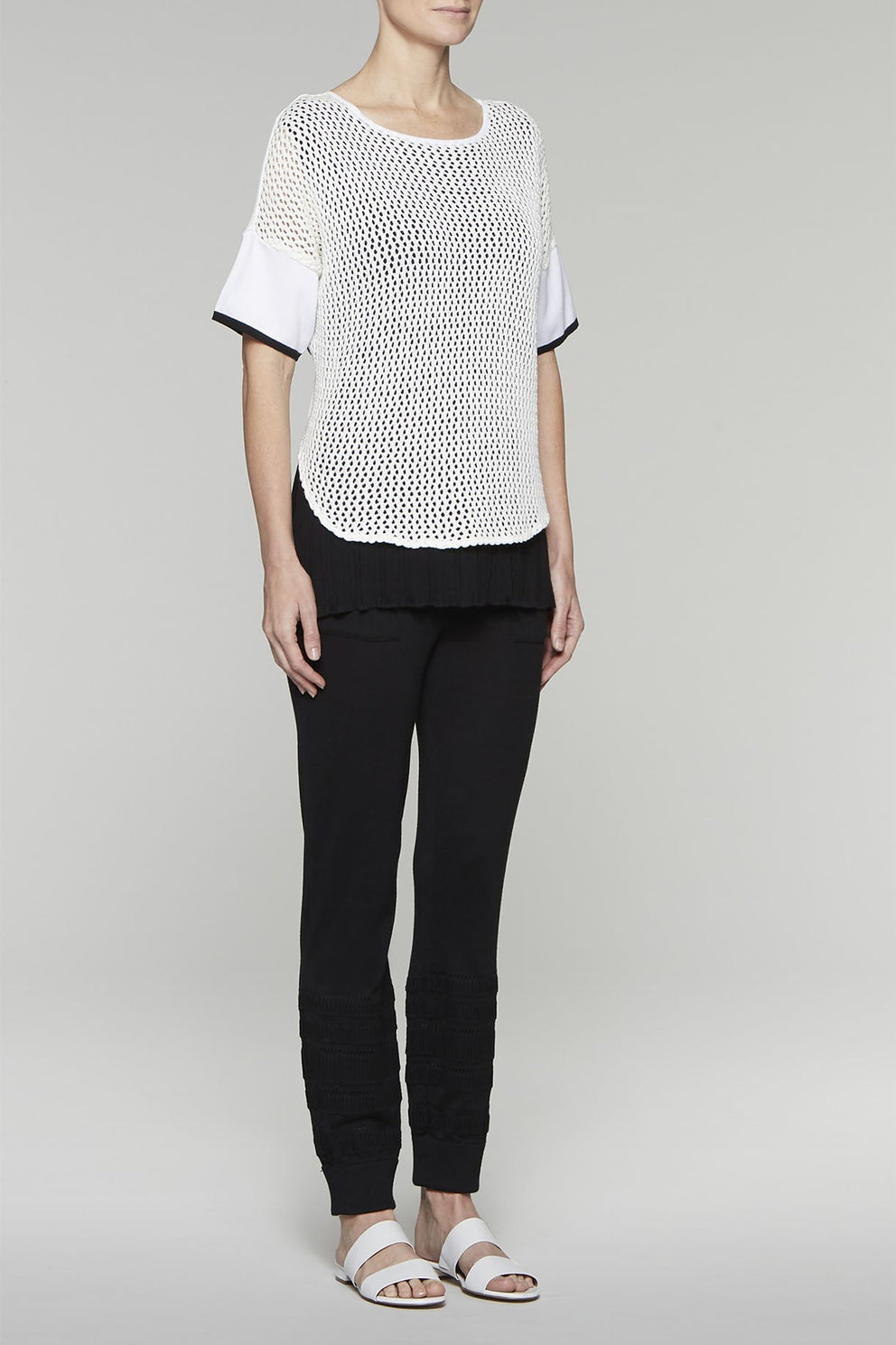 Lace Knit Layered Tunic Color White/Black